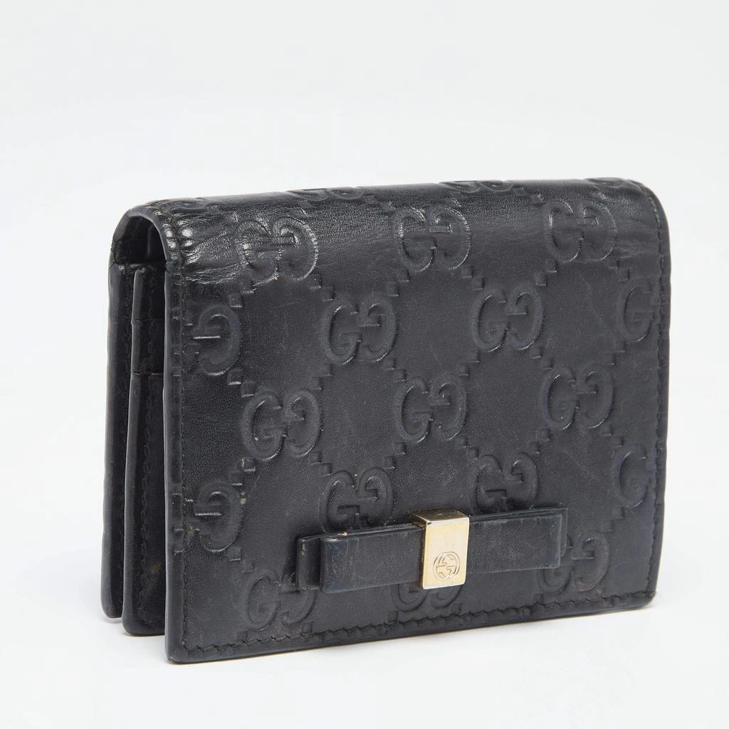 商品[二手商品] Gucci|Gucci Black Guccissima Leather Bow Flap Card Case,价格¥1264,第3张图片详细描述