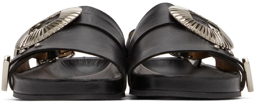 商品Toga Pulla|SSENSE Exclusive Black Oversized Buckle Flat Sandals,价格¥1849,第2张图片详细描述