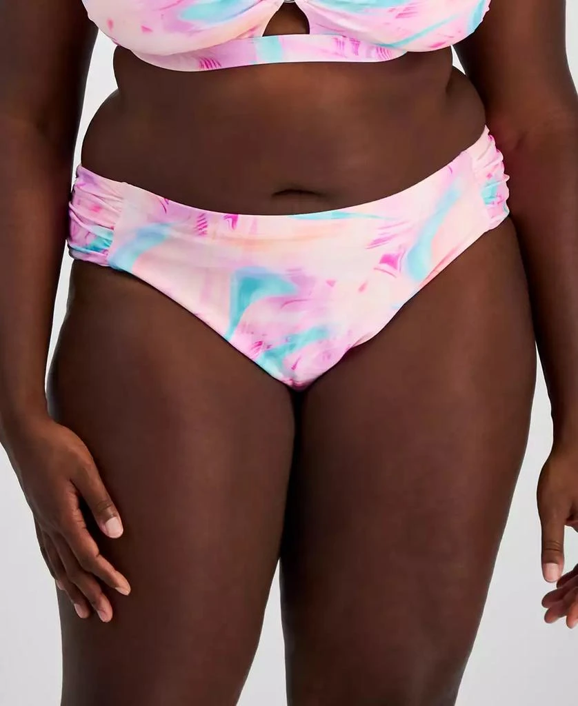 商品California Waves|Salt + Cove Trendy Plus Size Tie-Dye Side-Tab Bikini Bottoms, Created for Macy's,价格¥117,第1张图片