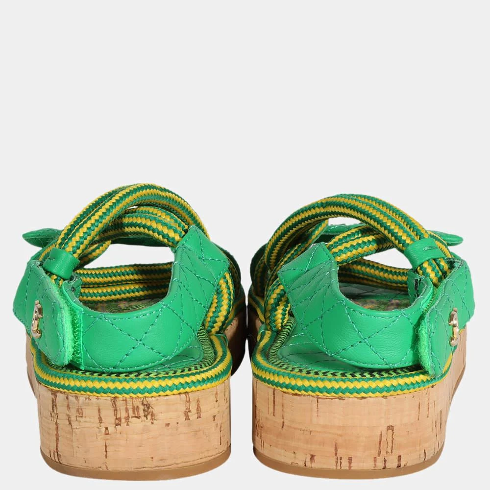 商品[二手商品] Chanel|Chanel Green/Yellow Cord & Lambskin Sandals EU 36,价格¥6791,第4张图片详细描述