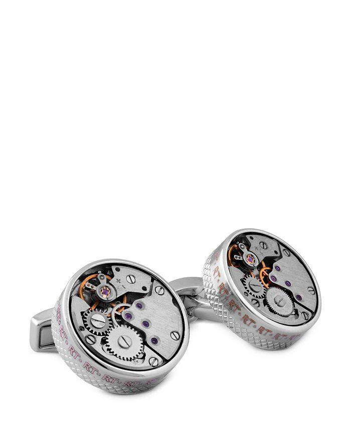 商品Tateossian|Rhodium Plated Watch Skeleton Round Cufflinks,价格¥1983,第1张图片