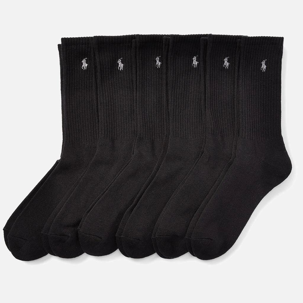 商品Ralph Lauren|Polo Ralph Lauren Men's 6 Pack Crew Socks - Black,价格¥416,第1张图片