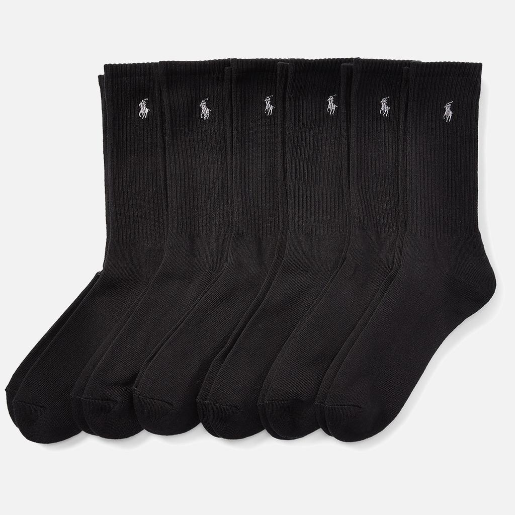 商品Ralph Lauren|Polo Ralph Lauren Men's 6 Pack Crew Socks - Black,价格¥389,第1张图片