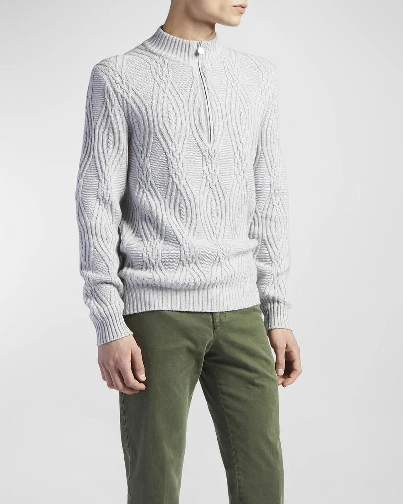 商品Kiton|Men's Cashmere Cable Knit Full-Zip Sweater,价格¥9640,第3张图片详细描述