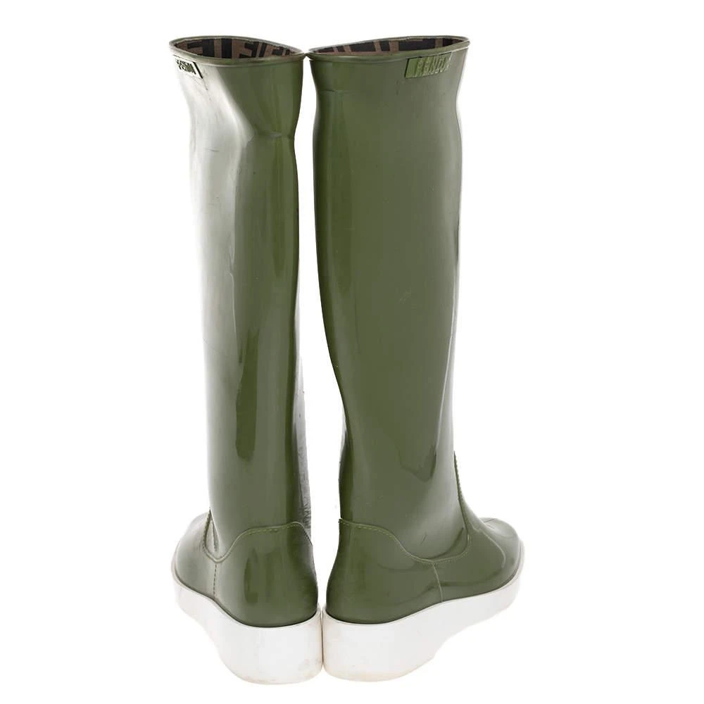 商品[二手商品] Fendi|Fendi Green Rubber Wedge Rain Boots Size 36,价格¥1256,第5张图片详细描述