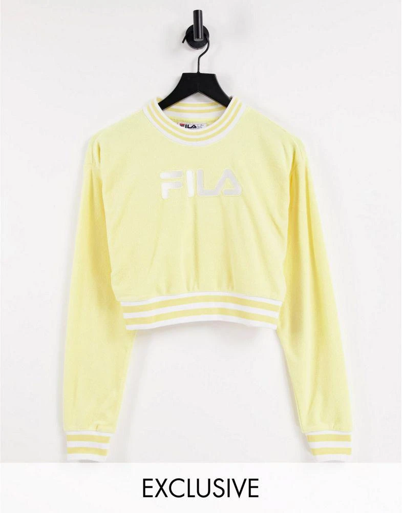 商品Fila|Fila towelling cropped sweatshirt in yellow,价格¥164,第1张图片