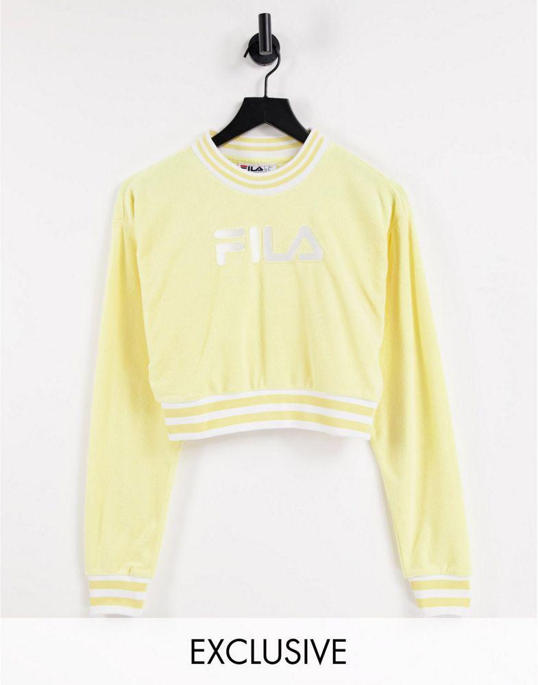 商品Fila|Fila towelling cropped sweatshirt in yellow,价格¥175,第1张图片