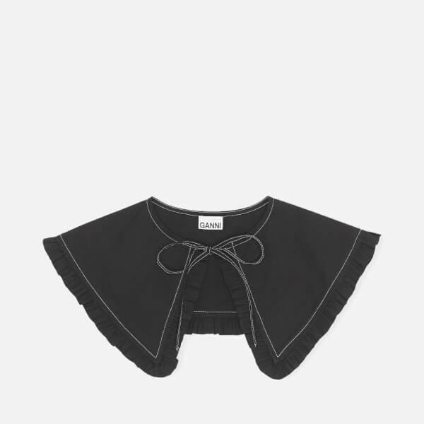 商品Ganni|Ganni Women's Cotton Poplin Collar - Black,价格¥204,第3张图片详细描述
