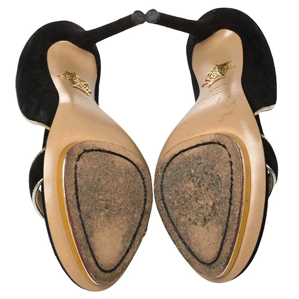 Charlotte Olympia Black Suede Christine Open Toe Sandals Size 36.5 商品