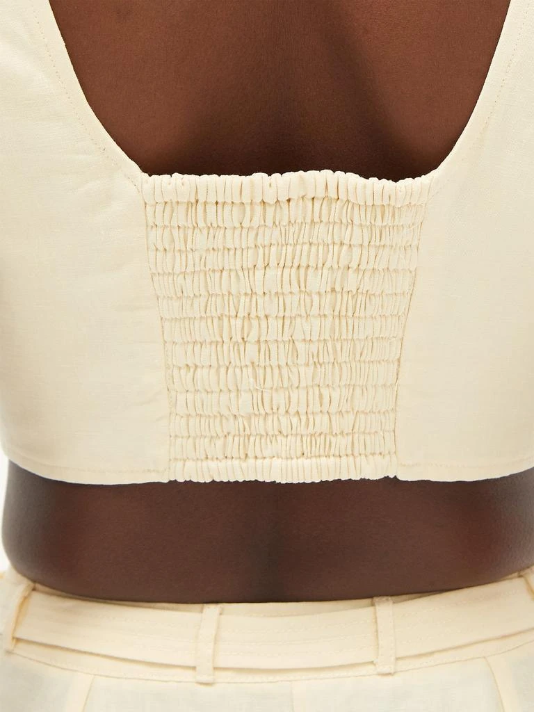 商品Le Kasha|Jirja concealed hook linen cropped top,价格¥1187,第4张图片详细描述