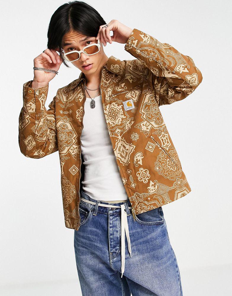 Carhartt WIP Detroit paisley jacket in tan商品第1张图片规格展示