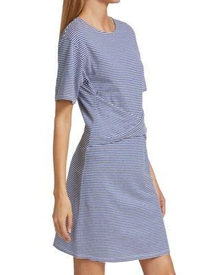 商品Theory|Front Twist Stripe Linen Cotton Tee Dress,价格¥519,第3张图片详细描述