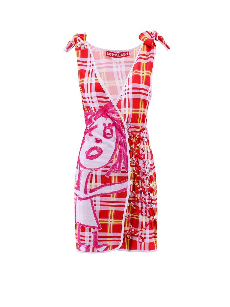 商品CHOPOVA LOWENA|Chopova Lowena Checked V-Neck Mini Dress,价格¥1460,第1张图片