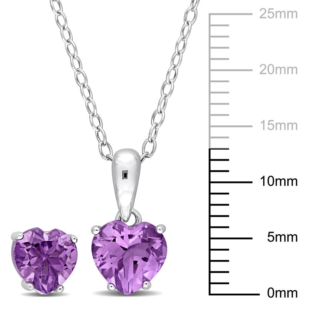 商品Mimi & Max|Mimi & Max 2 1/10 CT TGW Heart-Shape Amethyst Emerald 2-Piece Set of Pendant with Chain and Earrings in Sterling Silver,价格¥346,第3张图片详细描述