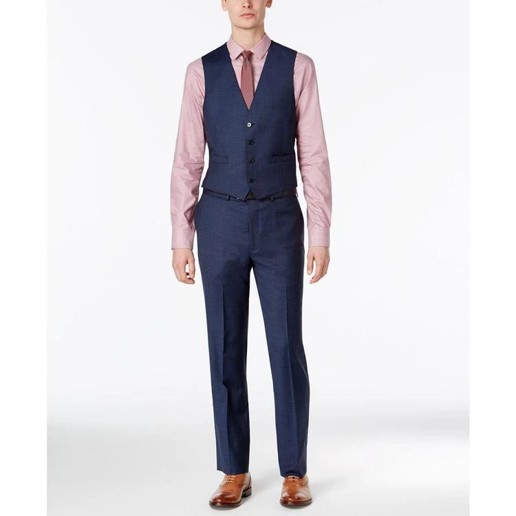 商品Calvin Klein|Men's Extra-Slim Fit Blue Tonal Windowpane Vested Suit,价格¥1465,第3张图片详细描述
