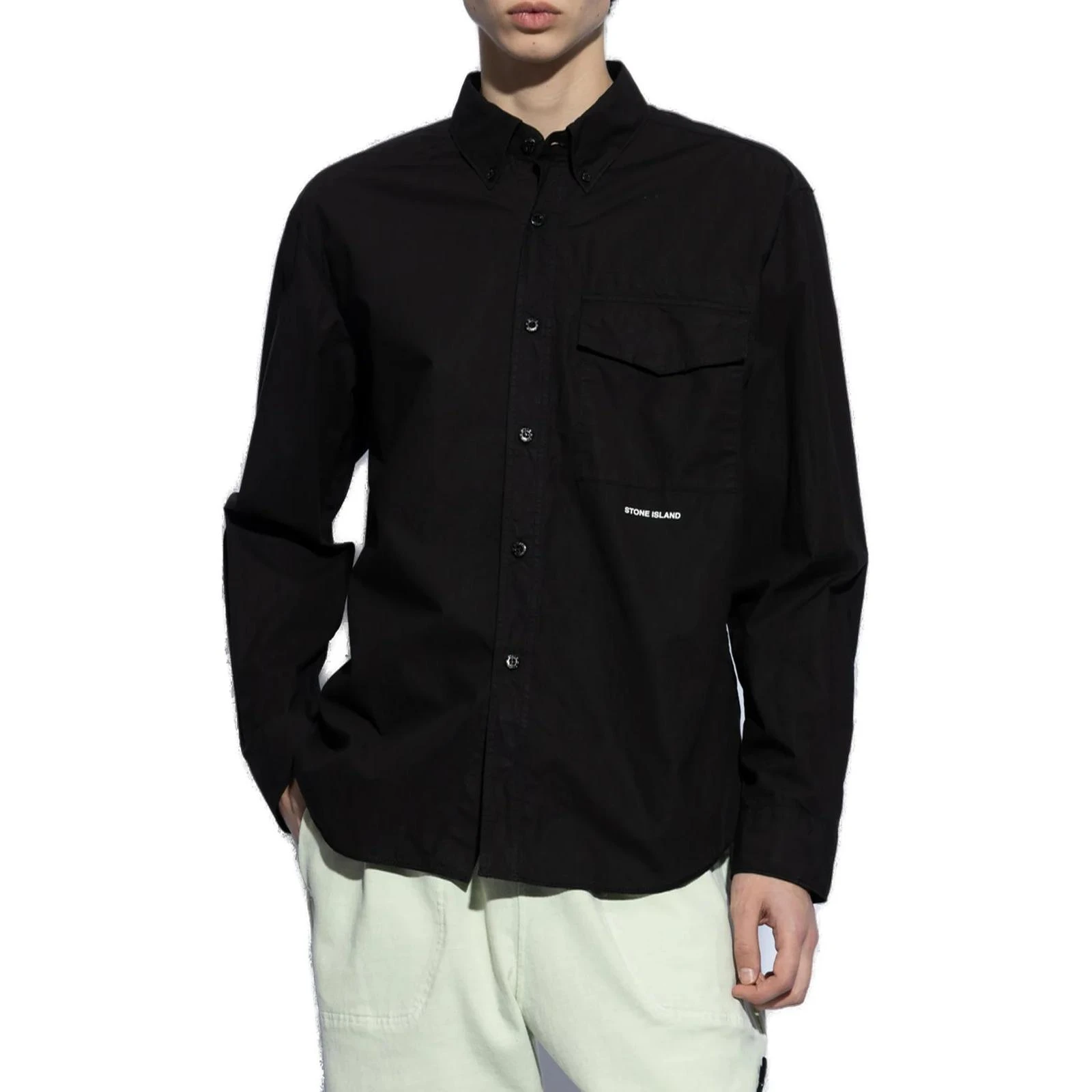 商品[国内直发] Stone Island|石头岛 品牌Logo徽标纽扣翻领长袖衬衫 男款,价格¥1714,第4张图片详细描述