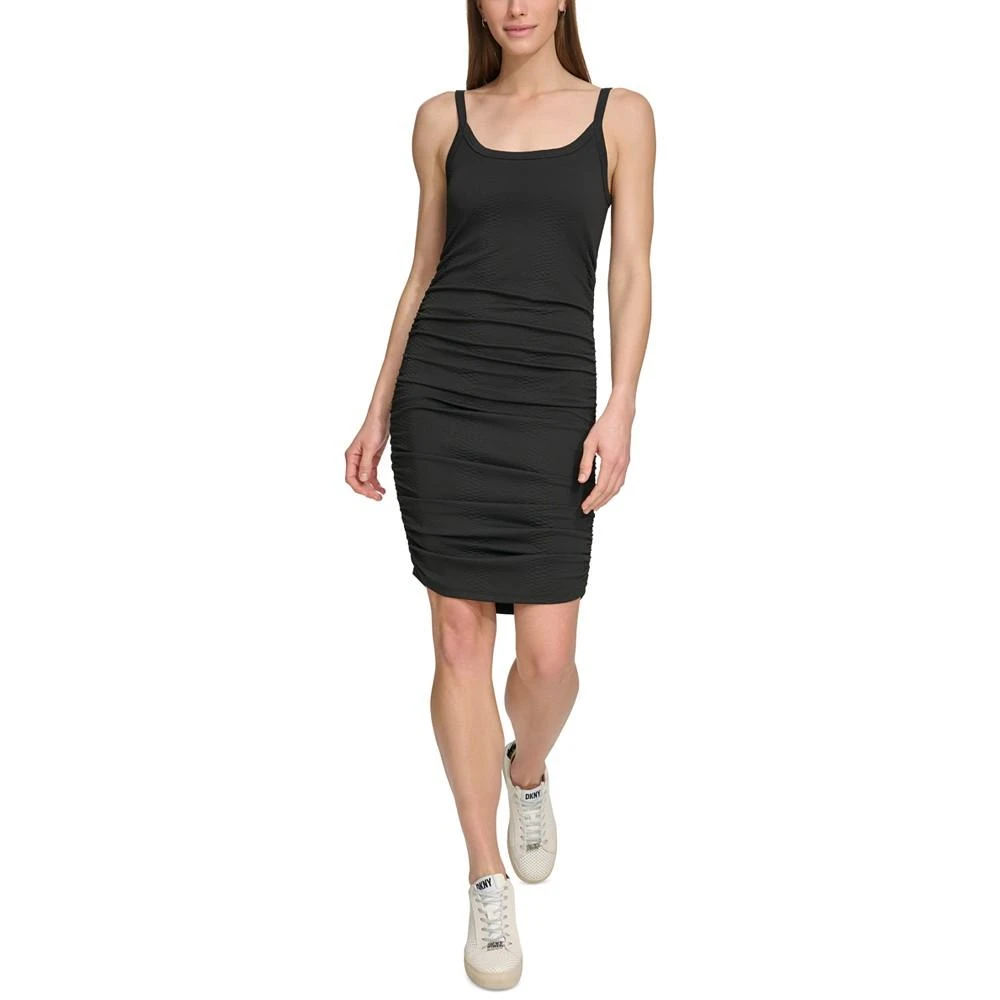 商品DKNY|Women's Jacquard Ruched Sleeveless Tank Dress,价格¥187,第3张图片详细描述