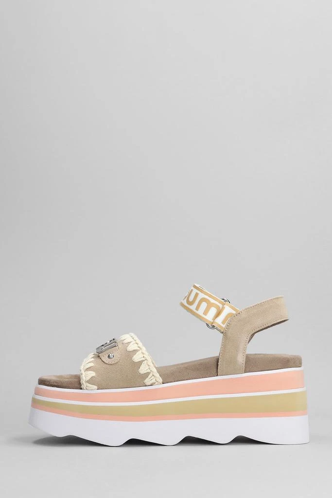 商品Mou|Mou Eva Wedge Wedges In Taupe Suede,价格¥1786,第3张图片详细描述