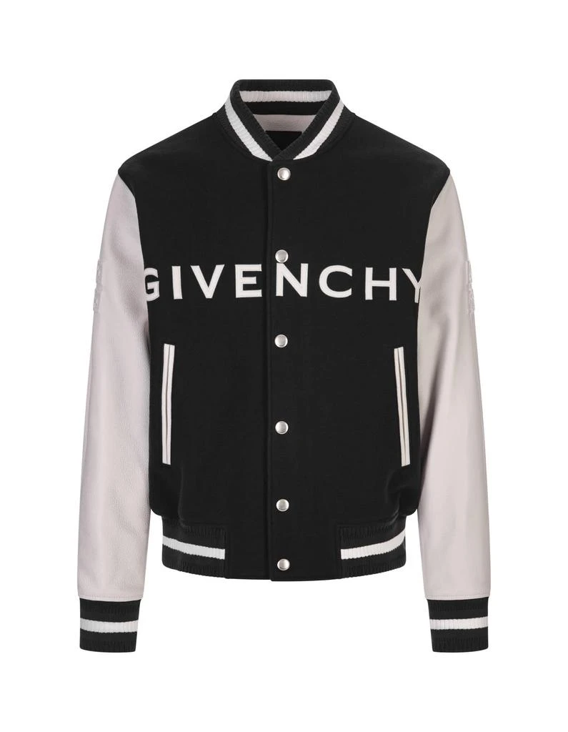 商品Givenchy|Black And White  Bomber Jacket In Wool And Leather,价格¥19575,第1张图片