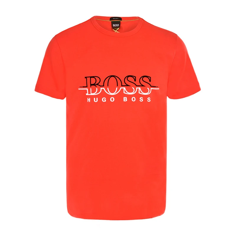 Hugo Boss 雨果博斯 男士红色纯棉BOSS印花时尚休闲短袖T恤 TEE2-182-6415-645 商品