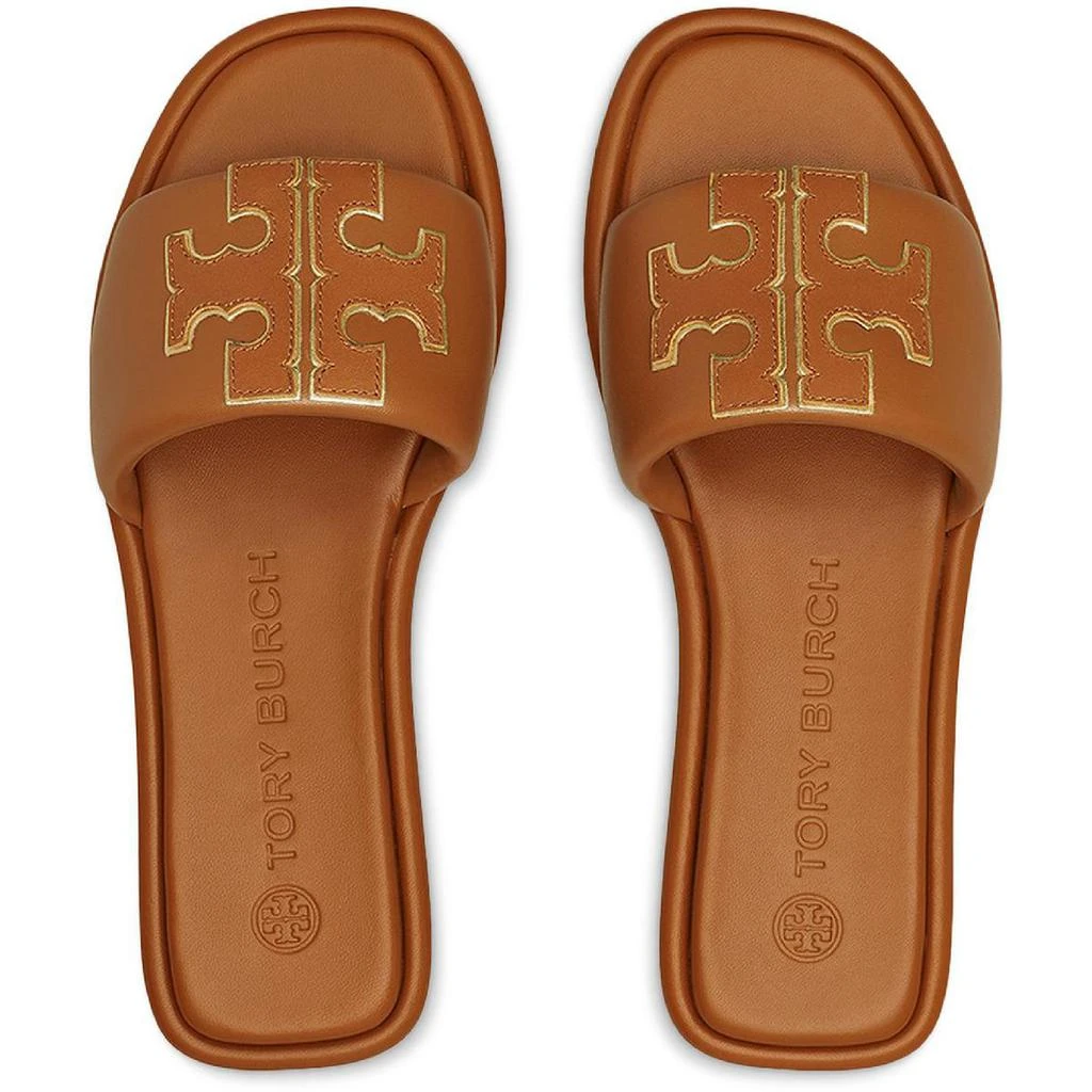 商品Tory Burch|Tory Burch Double T Sport Women's Leather Logo Flat Slide Sandals,价格¥860,第3张图片详细描述