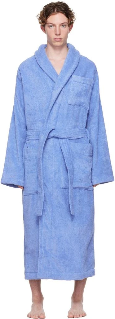 商品Tekla|Blue Organic Cotton Bathrobe,价格¥997,第1张图片