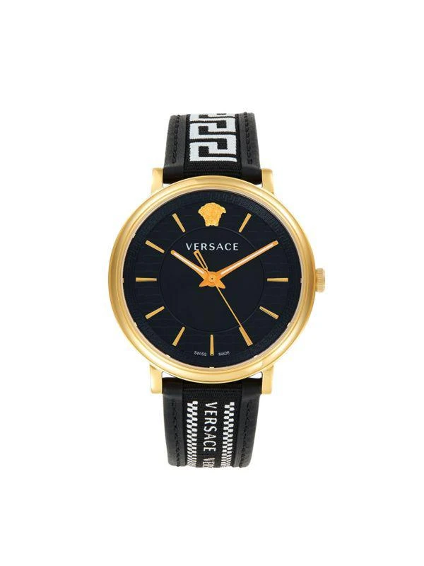 商品Versace|42MM Stainless Steel & Leather Watch,价格¥3380,第1张图片