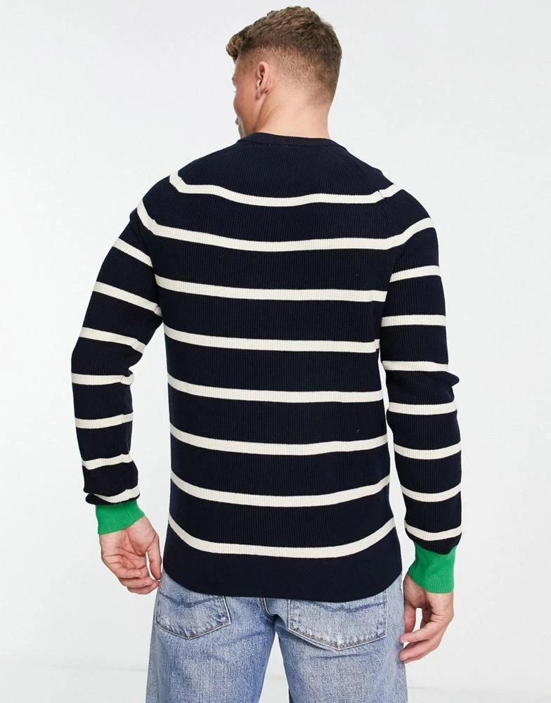 商品Lacoste|Lacoste striped jumper in Marine Blue,价格¥1155,第2张图片详细描述