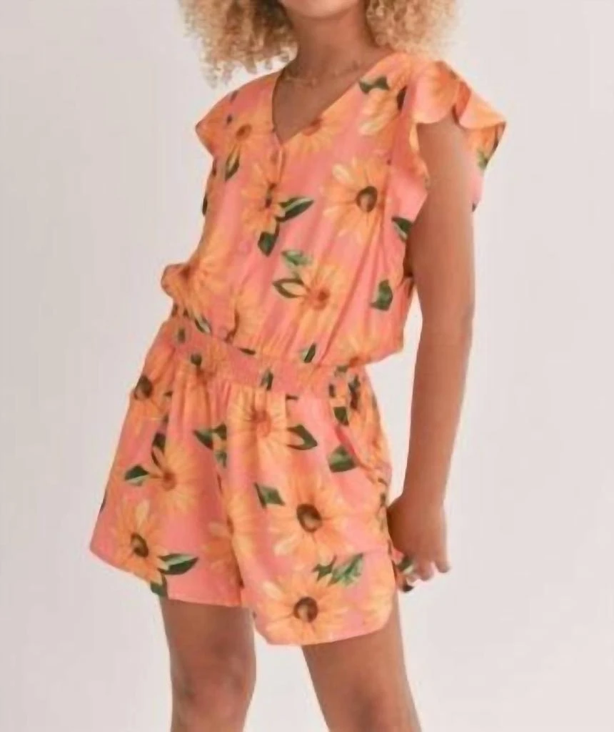 商品Sadie & Sage|Tween Vitamin D Flutter Sleeve Romper In Orange,价格¥334,第2张图片详细描述