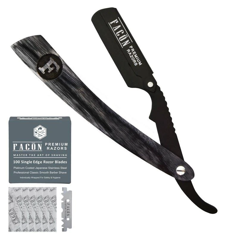 商品Facon Razors|Professional Wooden Straight Edge Barber Razor 100 Blades,价格¥129,第1张图片