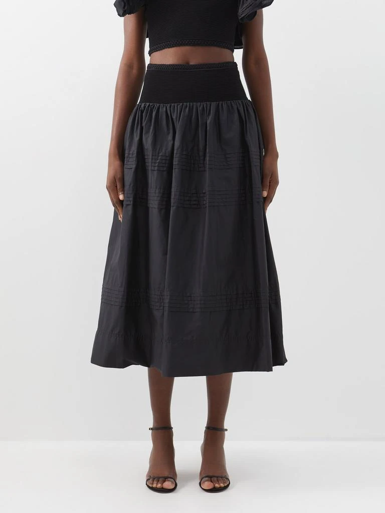 商品Aje|Rosalie knitted-waist pleated cotton midi skirt,价格¥1948,第1张图片