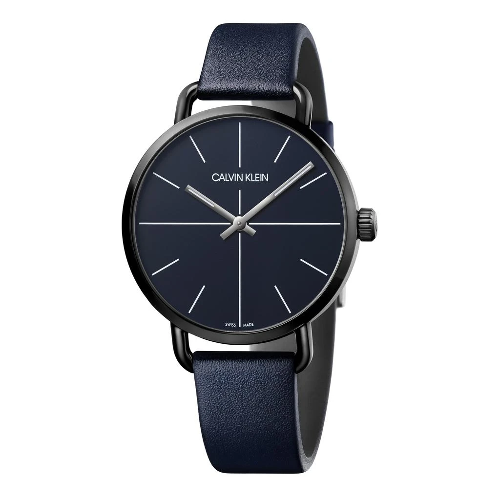 商品Calvin Klein|Calvin Klein Men's K7B214VN Even 42mm Blue Dial Leather Watch,价格¥486,第1张图片