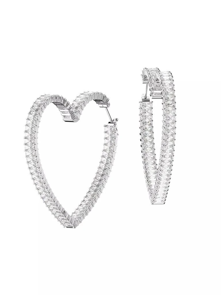 商品Swarovski|Matrix Rhodium-Plated & Crystal Large Heart Hoop Earrings,价格¥1839,第1张图片