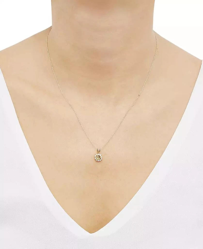 商品Macy's|Lab-Grown Blue Sapphire (5/8 ct. t.w.) & Lab-Grown White Sapphire (1/3 ct. t.w.) Halo 18" Pendant Necklace in 14k Gold (Also in Citrine & Lab-Grown Opal),价格¥851,第2张图片详细描述