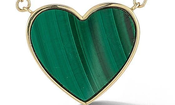 商品Ember Fine Jewelry|14K Gold Malachite Heart Pendant Necklace,价格¥4645,第2张图片详细描述