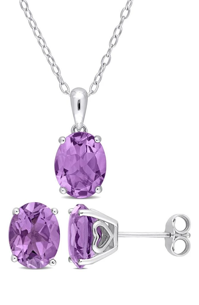 商品DELMAR|Oval Cut Amethyst Pendant Necklace & Stud Earrings Set,价格¥749,第1张图片