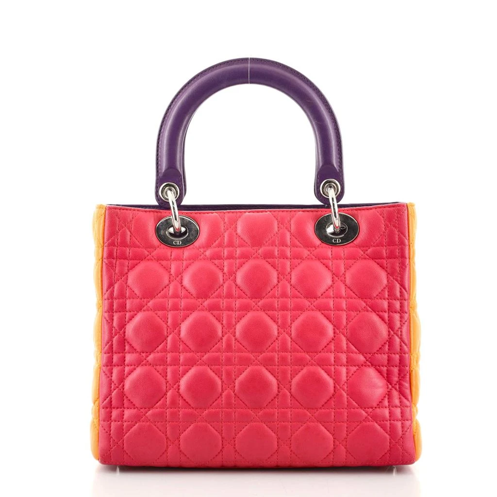 商品[二手商品] Dior|Christian Dior Tricolor Lady Dior Bag Cannage Quilt Grained Lambskin Medium,价格¥35852,第2张图片详细描述