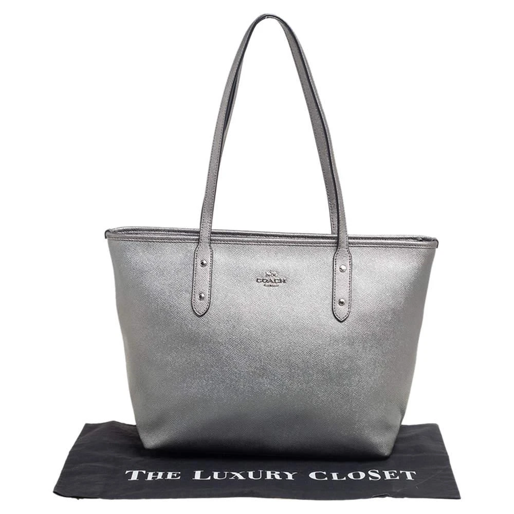 Coach Metallic Grey Leather City Zip Tote 商品