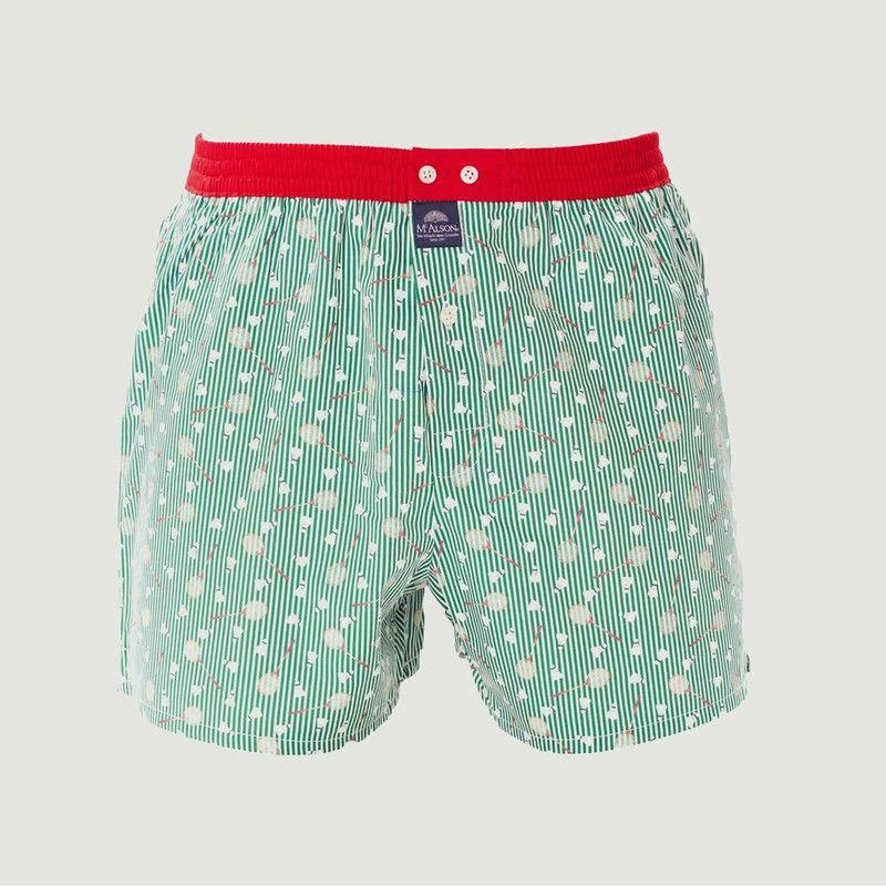 商品Mc Alson|Badminton printed striped cotton briefs Green MC ALSON,价格¥326,第1张图片