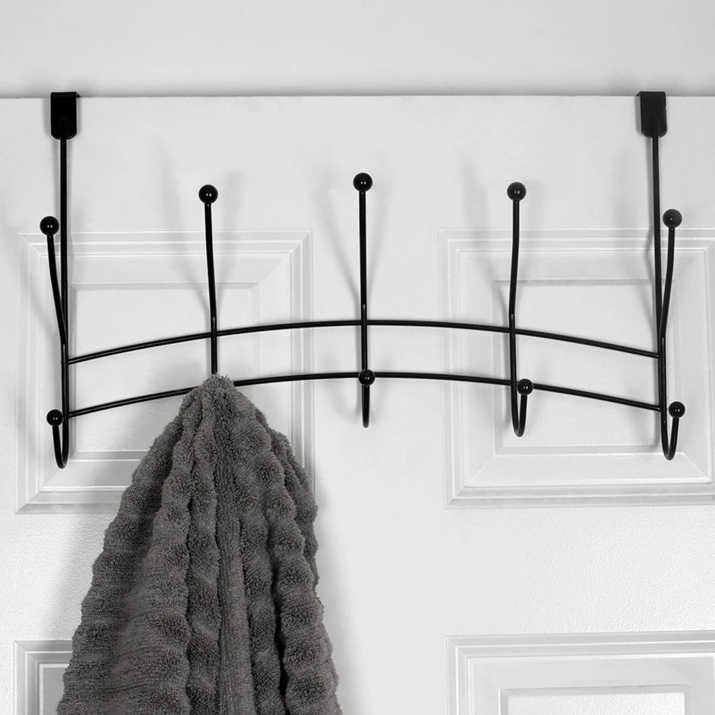 商品Home Basics|Home Basics Shelby 5 Hook Over the Door Hanging Rack, Black,价格¥150,第3张图片详细描述
