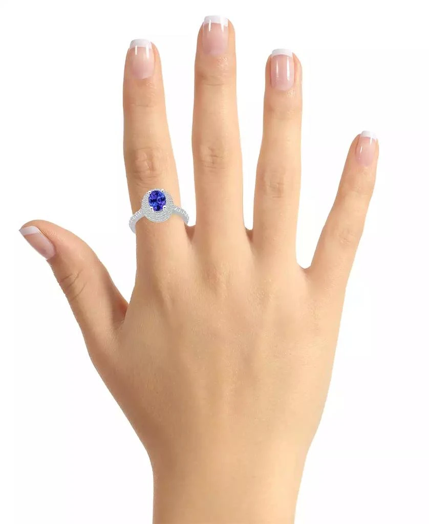 商品Macy's|Tanzanite (1-1/4 ct. t.w.) & Diamond (5/8 ct. t.w.) Oval Double Halo Ring in 14k Gold,价格¥16539,第2张图片详细描述