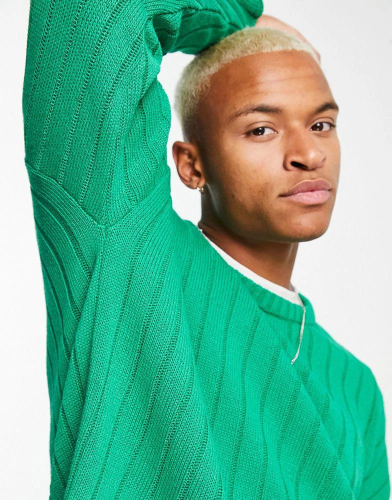 商品ASOS|ASOS DESIGN oversized wide ribbed jumper in bright green,价格¥170,第4张图片详细描述