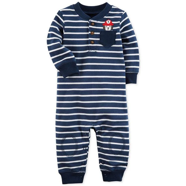 商品Carter's|Striped Fire Dog Cotton Coverall, Baby Boys,价格¥81,第1张图片