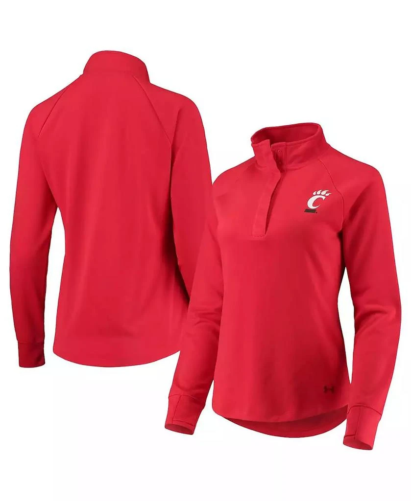 商品Under Armour|Women's Red Cincinnati Bearcats Double Knit Raglan Quarter-Snap Jacket,价格¥442,第1张图片