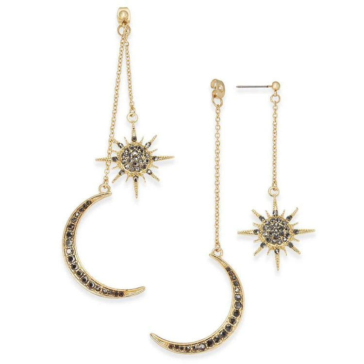 商品INC International|Gold-Tone Pavé Star & Moon Front & Back Earrings, Created for Macy's,价格¥59,第1张图片