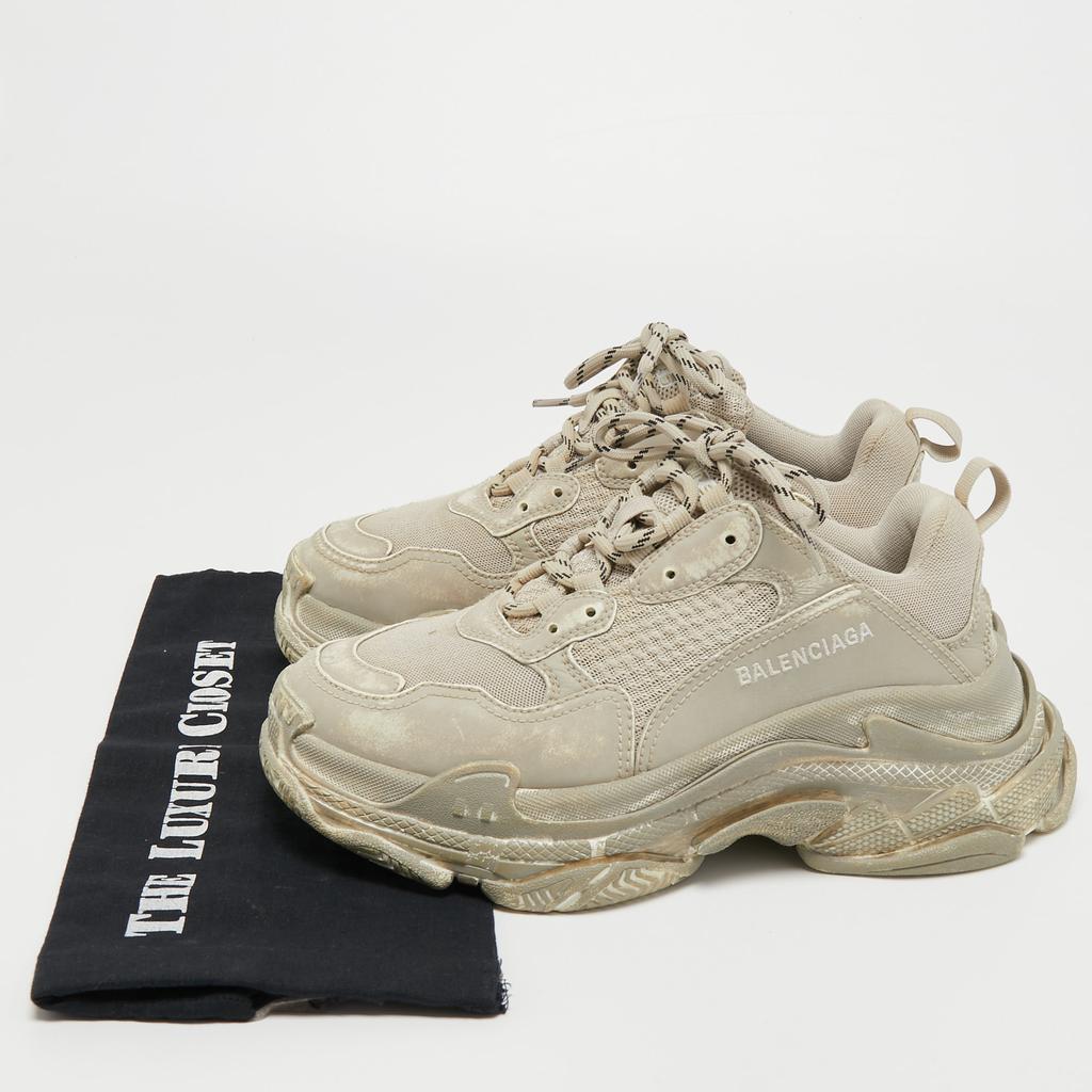 Balenciaga Grey Leather and Mesh Faded Triple S Sneakers Size 39商品第9张图片规格展示