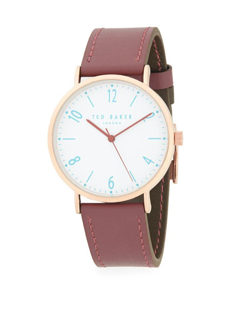 商品Ted Baker London|Hank Round Stainless Steel & Leather-Strap Watch,价格¥393,第1张图片