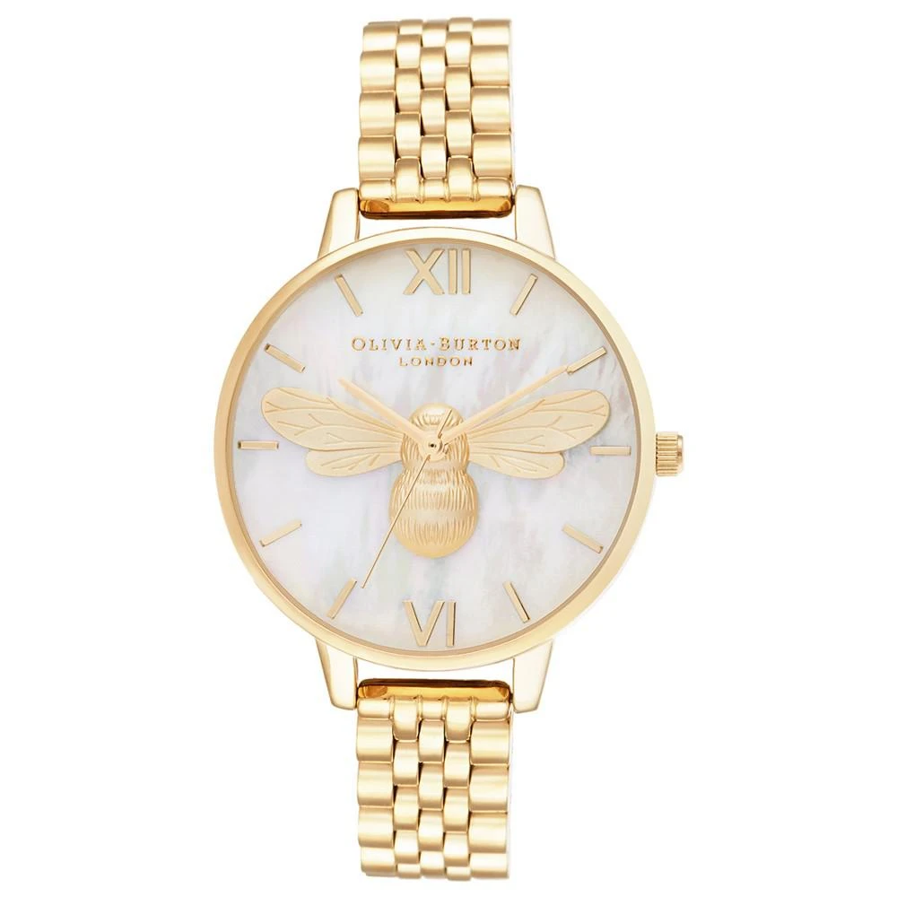 商品Olivia Burton|Women's Lucky Bee Gold-Tone Bracelet Watch 34mm,价格¥1796,第1张图片