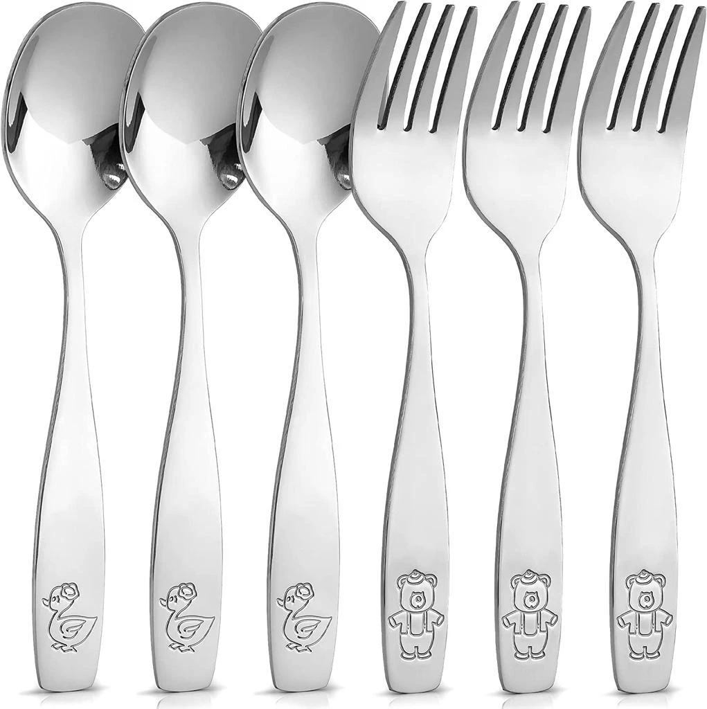 Zulay Kitchen Child and Toddler Silverware Set for Self Feeding (3 Spoons & 3 Forks) from Premium Outlets