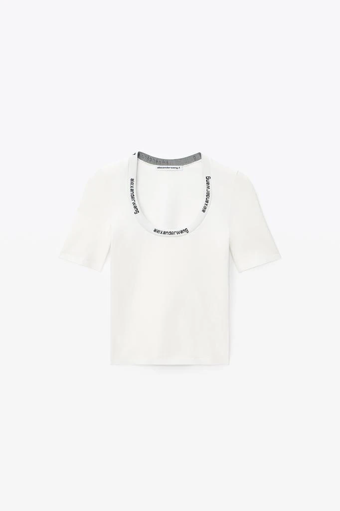 商品Alexander Wang|LOGO JACQUARD SHORT-SLEEVE TEE IN STRETCH KNIT,价格¥1275,第3张图片详细描述